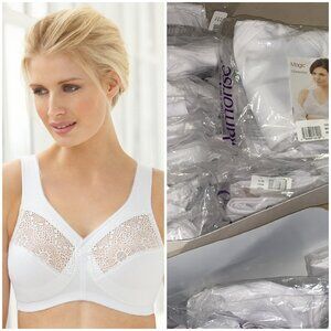 Glamorise Bra 40F Comfort & Support (WIDE-STRAPS) ~35% Cotton White NEW SEALED